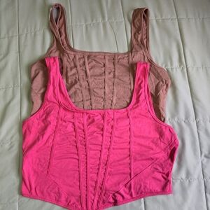 Hot Pink & Dusty Pink Solid Asymmetrical Hem Tank Top Bundle